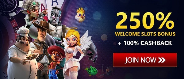 250% bonus on deposit and 100% cashback