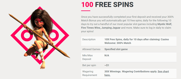 Collect 100 free spins now!