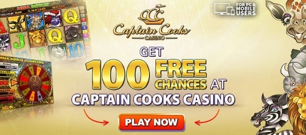 Captain Cooks Casino 100 free spins jackpot slots