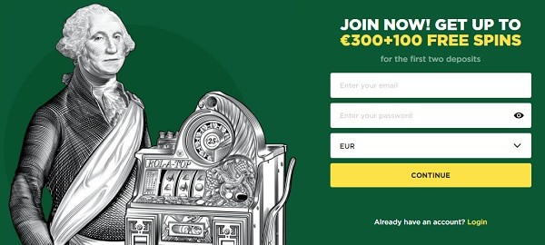 100% bonus and 300 EUR welcome bonus 