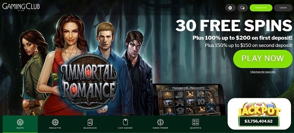 30 free spins on Immortal Romance (Microgaming) Exclusive Bonus