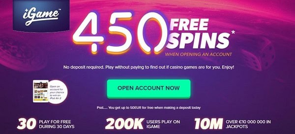 iGame Casino free spins bonus no deposit required