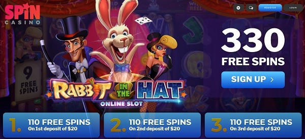 330 Free Spins Bonus after deposit