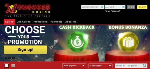 Mongoose Casino promotion