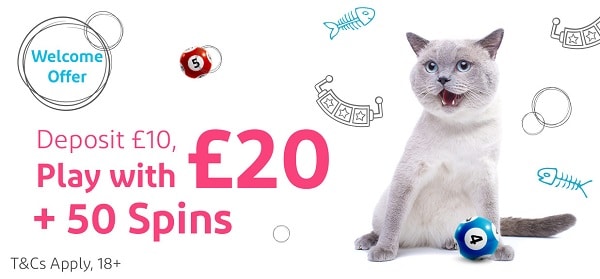 100% bonus of up to £50 and 50 exclusive Free Spins