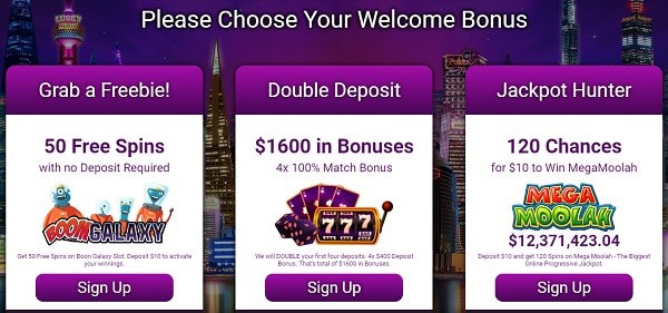 Please Choose Your Welcome Bonus & Free Spins