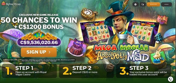 Abslotutely Mad 50 free spins in Royal Vegas