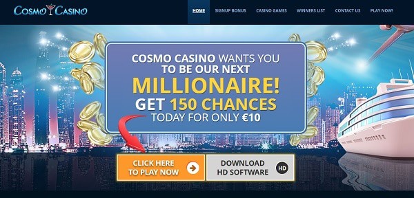 Cosmo Casino 150 free chances on Mega Moolah