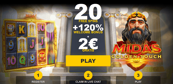 20 freespins and 120% welcome bonus up for grabs