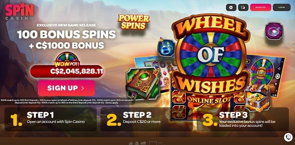 100 free spins on Wheel of Wishes jackpot (Microgaming)