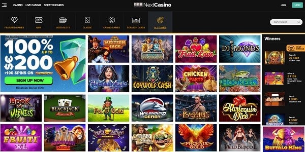 Next Casino bonuses, games, support, payments, licences, review