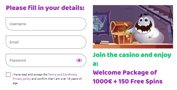 Register at Boo and grab 1000 eur welcome bonus plus 150 gratis spins