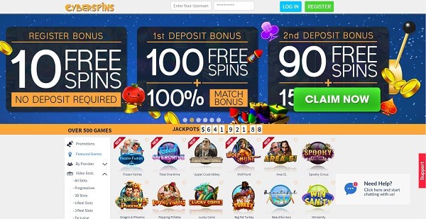 Cyberspins $1250 + 110 free spins welcome bonus