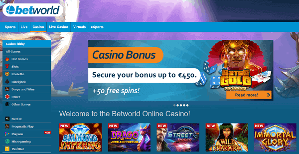 Enjoy 450 EUR in match bonuses and 50 free spins now!