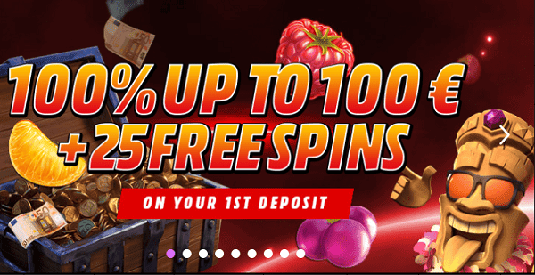 100% match bonus plus 25 free spins after deposit 