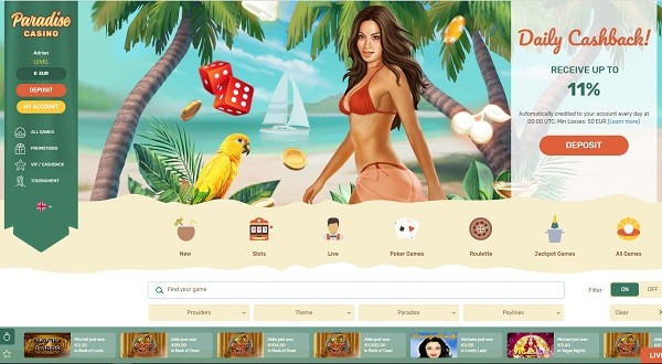 Paradise Online Casino Games