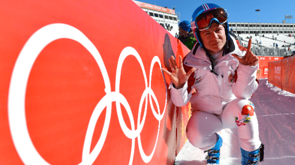 Miklós Edit a téli olimpia alpesi-síversenyei női lesiklásában a Krasznaja Poljana-i Roza Hutor Síközpontban 2014. február 12-én. MTI/EPA/Antonio Bat