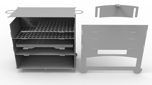 Коптильня на дровах, горячего копчения – чертеж для лазерного станка DXF