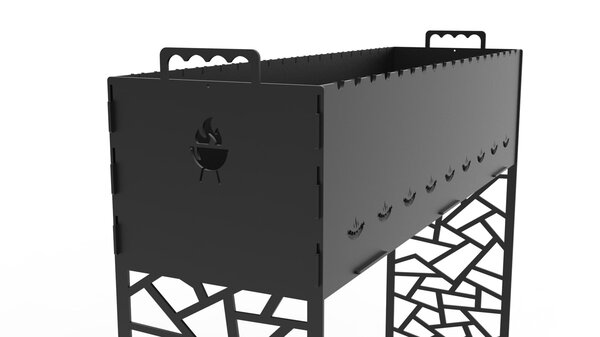 Длинный высокий мангал на 19 шампуров - чертеж DXF для лазерного станка / Барбекю для бизнеса, гриль