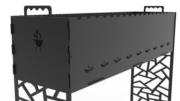 Длинный высокий мангал на 19 шампуров - чертеж DXF для лазерного станка / Барбекю для бизнеса, гриль