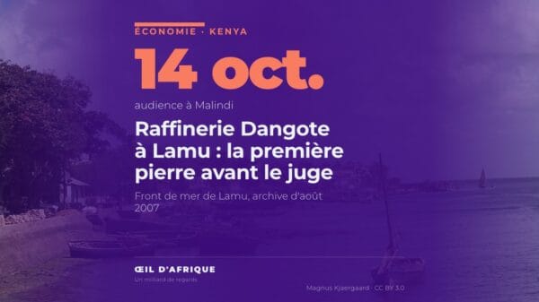 Front de mer de la ville de Lamu et chenal vers le continent, où doit être construite la raffinerie Dangote de Lamu