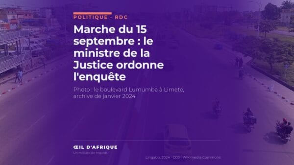 Le boulevard Lumumba à Limete, Kinshasa, où la marche du 15 septembre a été bloquée ; l'enquête a été ordonnée par le ministre de la Justice