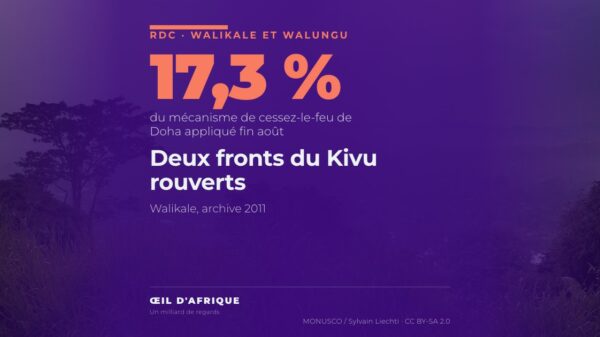Vue des collines et de la localité de Walikale, au Nord-Kivu, où les combats à Walikale ont repris le 26 septembre 2026