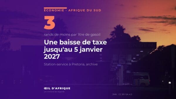 Station-service Engen à Pretoria au crépuscule, en Afrique du Sud, où la taxe sur les carburants baisse de 3 rands sur le gasoil le 4 novembre 2026