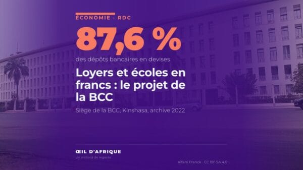 Façade du siège de la Banque centrale du Congo à Kinshasa, institution qui prépare la réforme de la réglementation du change