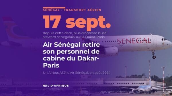 Un Airbus A321 aux couleurs d'Air Sénégal à l'atterrissage, en août 2024
