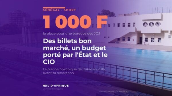 Les gradins vides et le bassin de la piscine olympique nationale de Dakar, en 2016