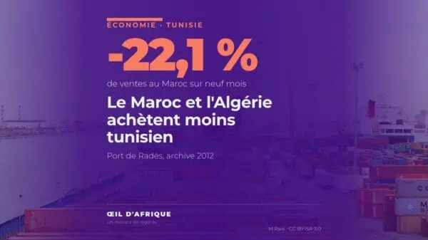 Conteneurs empilés sur le terminal du port de Radès, près de Tunis, illustrant les exportations tunisiennes vers le Maroc, l'Algérie et l'Égypte