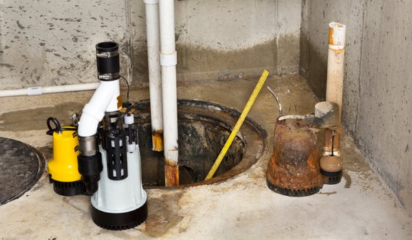 old sump pump replaced by a combination sump pump