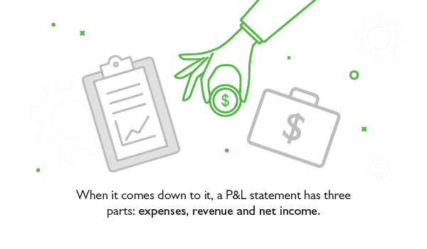 Illustration, "When it comes down to it, a P&L statement has three parts: expenses, revenue and net income." 