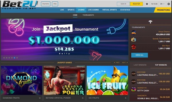 Bet2U Sports and Casino Games website 