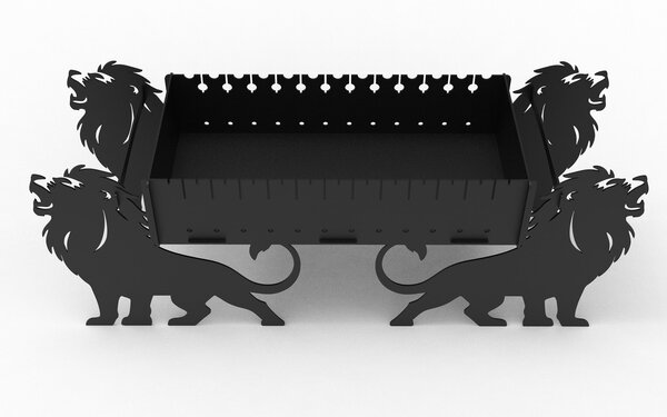 Мангал со львами, сталь 4 мм. Чертеж для лазерной или плазменной резки DXF. барбекю, гриль