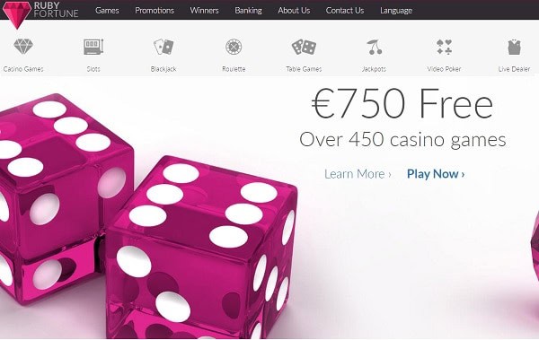 $/€750 welcome bonus at Ruby Fortune Casino