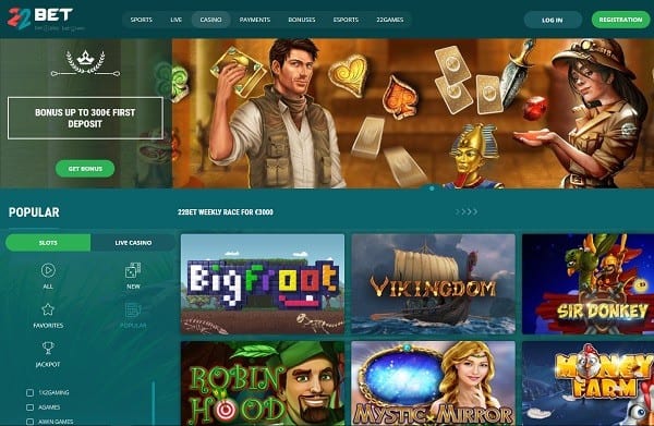 22Bet Casino rating and review