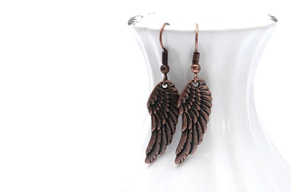 Kupferfarbene Metallohrringe Engelsflügel