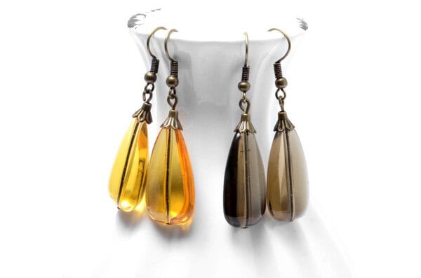 Herbstliche Glasperlenohrringe Vintage Tropfen