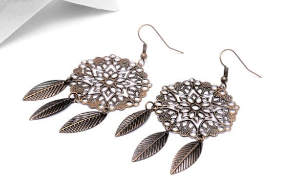 Vintage Metallohrringe mit Traumfänger – Bild 2