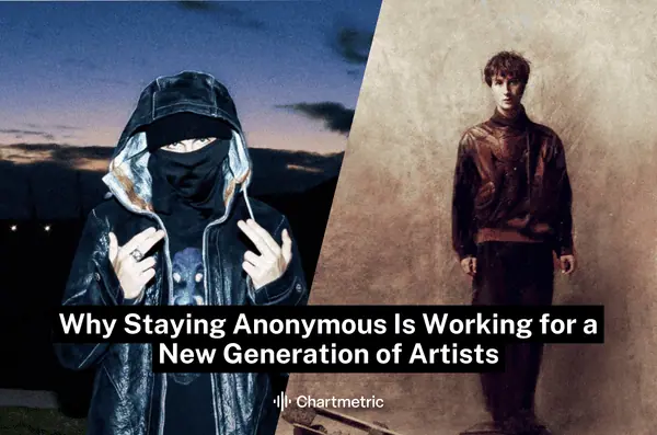 1. Young anonymous artist wearing hoodie and mask outdoors at sunset, highlighting anonymity's role in empowering new generation of musicians and creators.