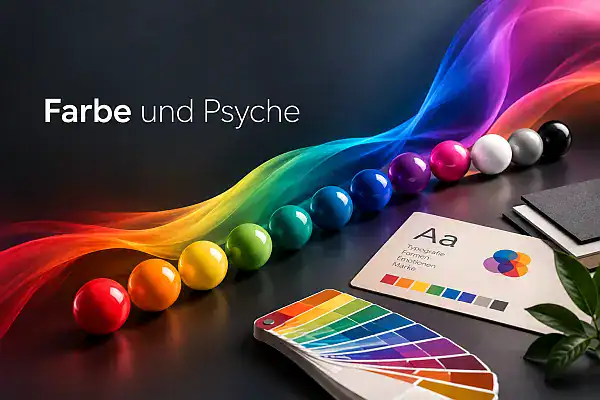 Farbgestaltung und Farbpsychologie mit Farbmuster und Farbpalette