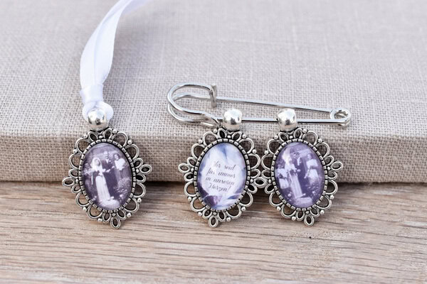 Vintage Memorial Anhänger mit Foto und Nadel – Bild 3