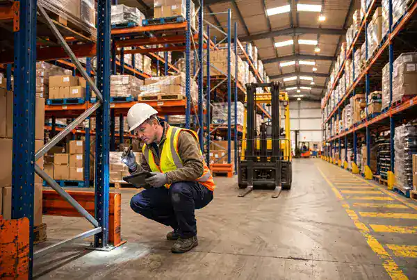 Forklifts in a warehouse on a preventive maintenance program