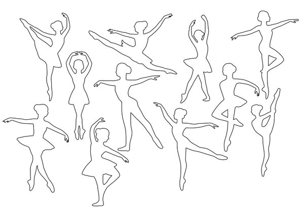 Файлы для резки балерин SVG, DXF, AI, PDF, CDR силуэт балерин