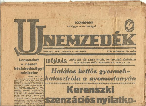 A „katolikus radikális” lap, az Uj Nemzedék 1937-es száma - Forrás: hotdog.hu