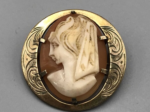 Antique Antique Rolled Gold Cameo Brooch | Antiques Arena