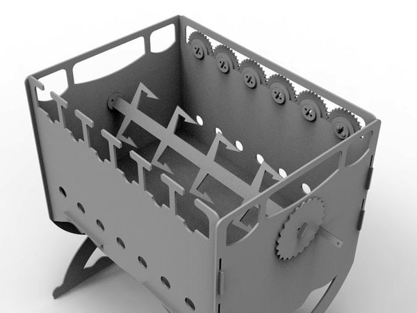 Мангал с одновременным вращающимися шампурами и вертелом посередине – чертеж DXF — изображение 12