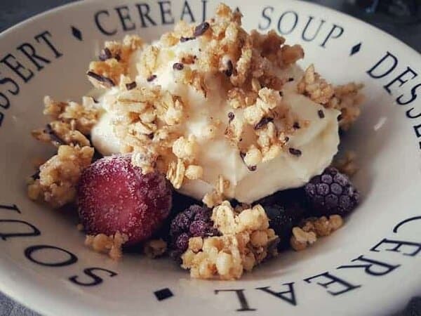 Deconstructed frozen berry cheesecake